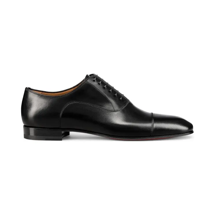 Christian Louboutin Greggo Flat Calf Lace-Up Shoes Black (1150376 BK01)