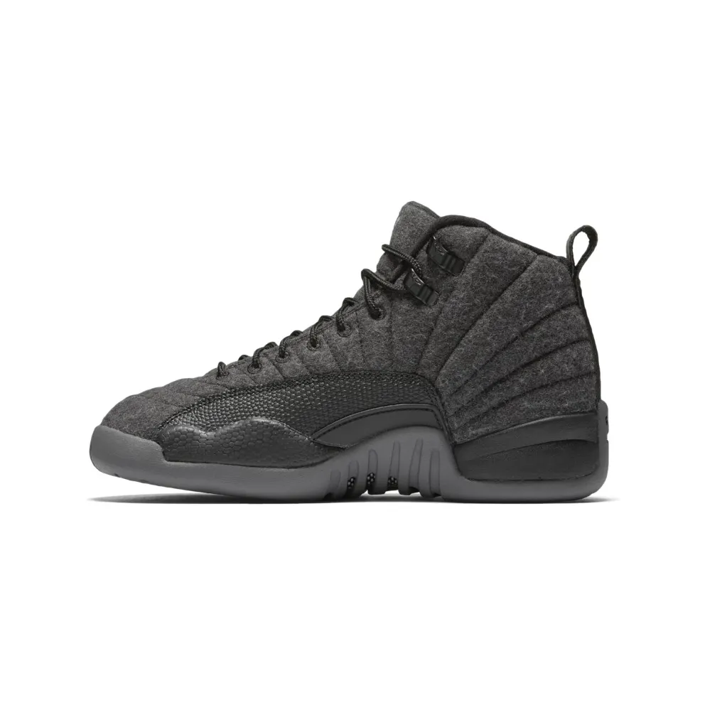 Jordan 12 Retro Wool (GS) Dark Grey/Metallic Silver-Black (852626-003)