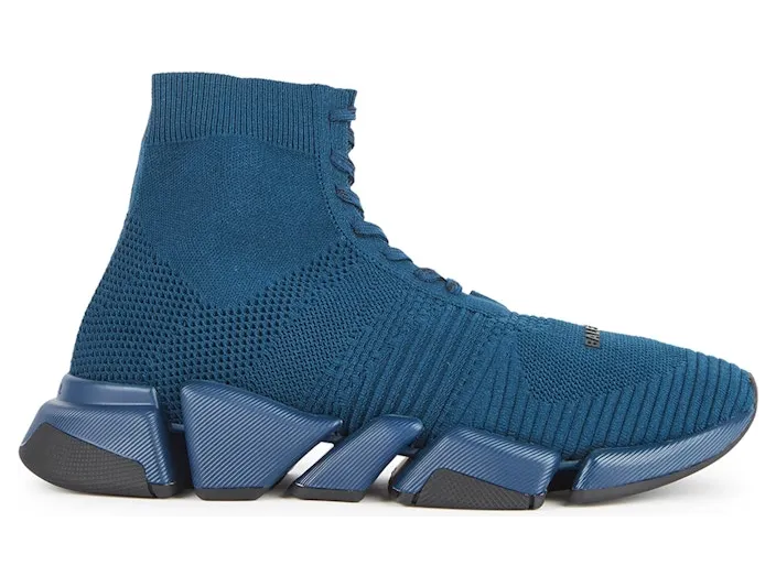 Balenciaga Speed 2.0 Stretch-Knit Lace Up Navy (617258W2DB24410)
