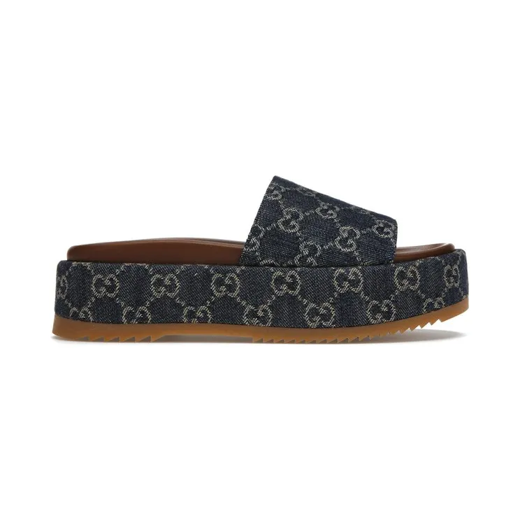 Gucci Angelina Platform 55 mm Sandal Jacquard Denim (‎623212 2KQ00 4402)