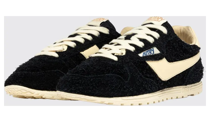 Autry Windspin Bicolour Low Top Sneakers in Leather and Nylon Black (WSLMUB27)