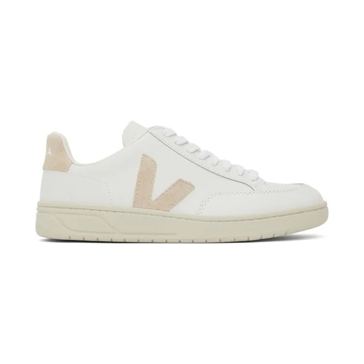 Veja White & Beige Leather V-12 Sneakers (XD0202335)
