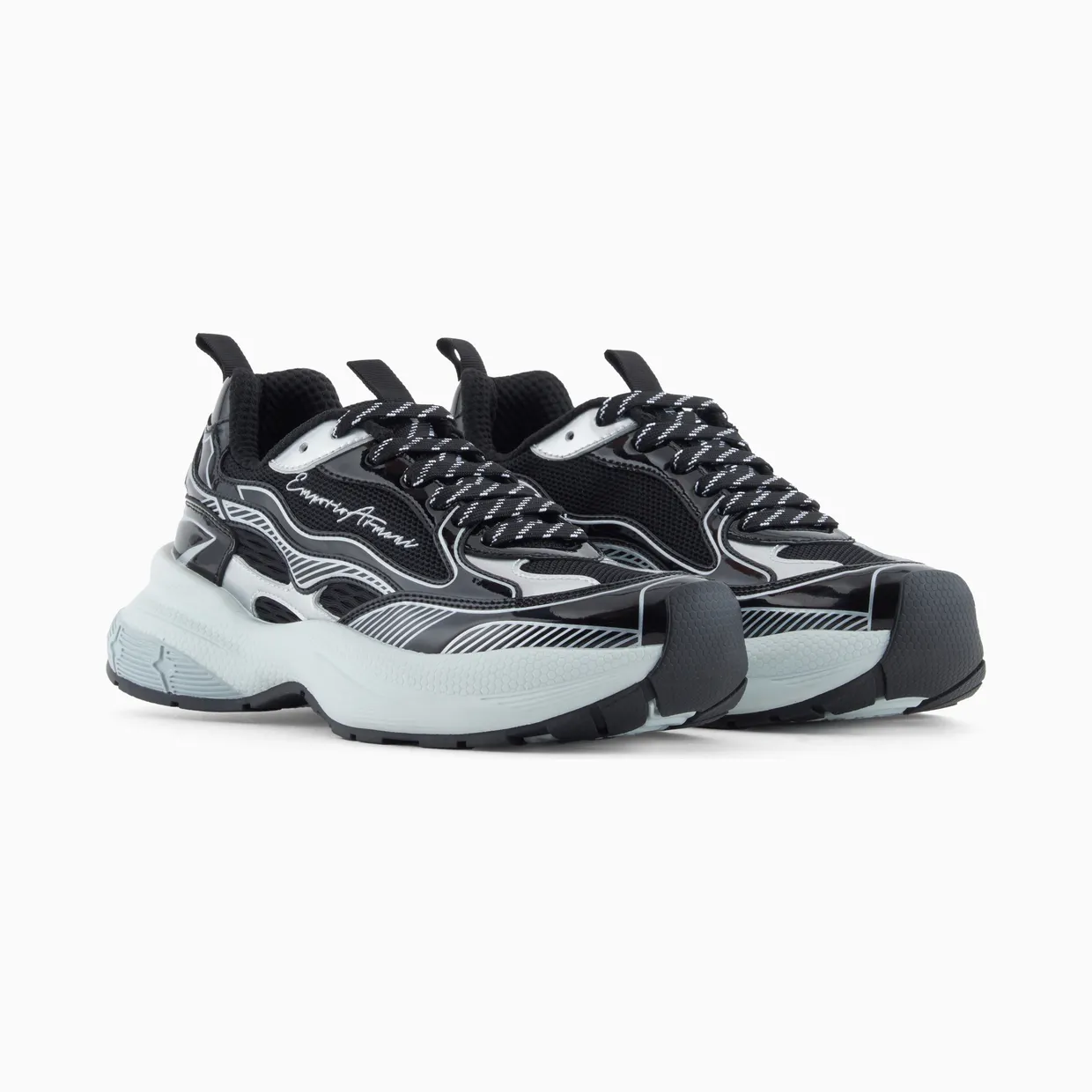 Armani Sneakers With Laminated Details And Signature Logo (EW003056-AF19766-MC372) (2)