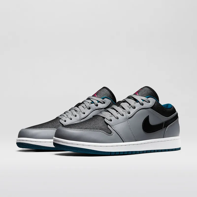 Jordan  1 Low Cool Grey Fusion Pink Space Blue Cool Grey/Fusion Pink-Space Blue-Black-White (553558-018)