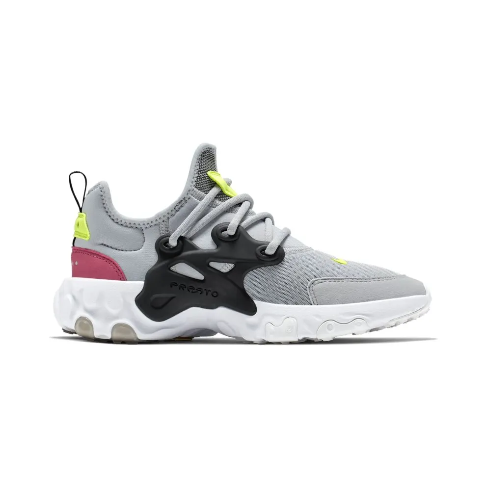 Nike React Presto Wolf Grey Black Rush Pink Volt (GS) Wolf Grey/Black-Rush Pink-Volt (BQ4002-004)