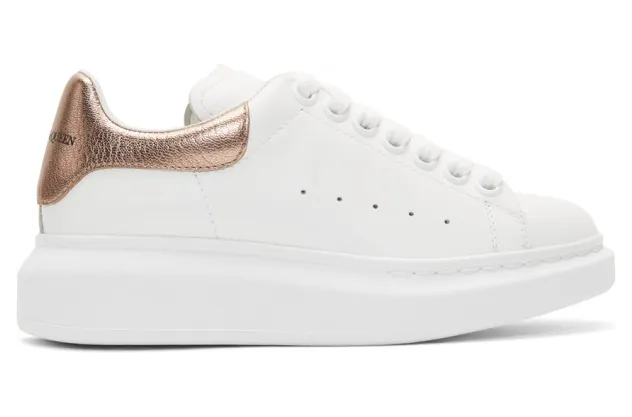 Alexander McQueen White and Rose Gold Metallic Oversized Sneakers (553770WHFBU)