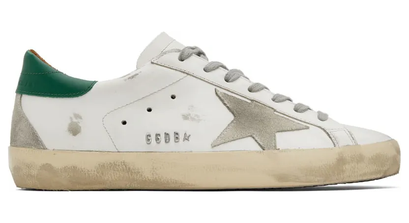 Golden Goose White & Green Super-Star Sneakers (GMF00102.F002180.10802)