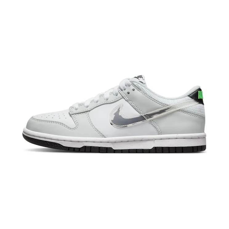 Nike Dunk Low Glitch Swoosh White Grey “Photon Dust / White / Green Strike / Black” (DV3033-001)
