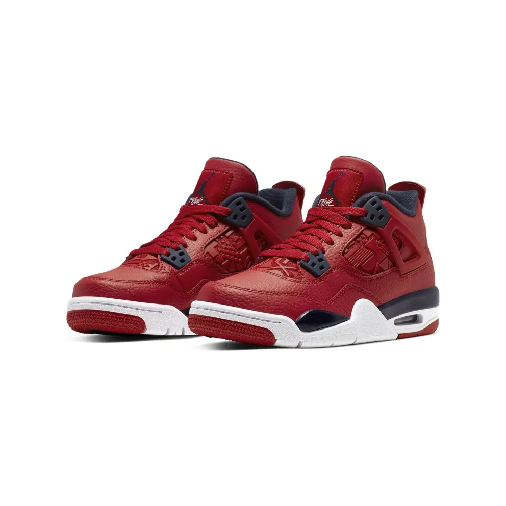 Jordan 4 Retro Fiba 2019 (GS) Gym Red/Obsidian-White-Metallic Gold (408452-617)