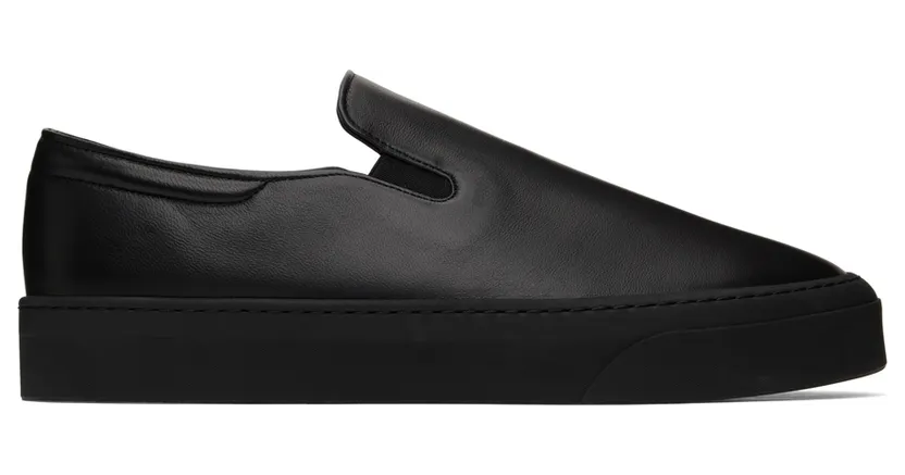 The Row Black Leather Dean Slip-On Sneakers (F2008-N60)