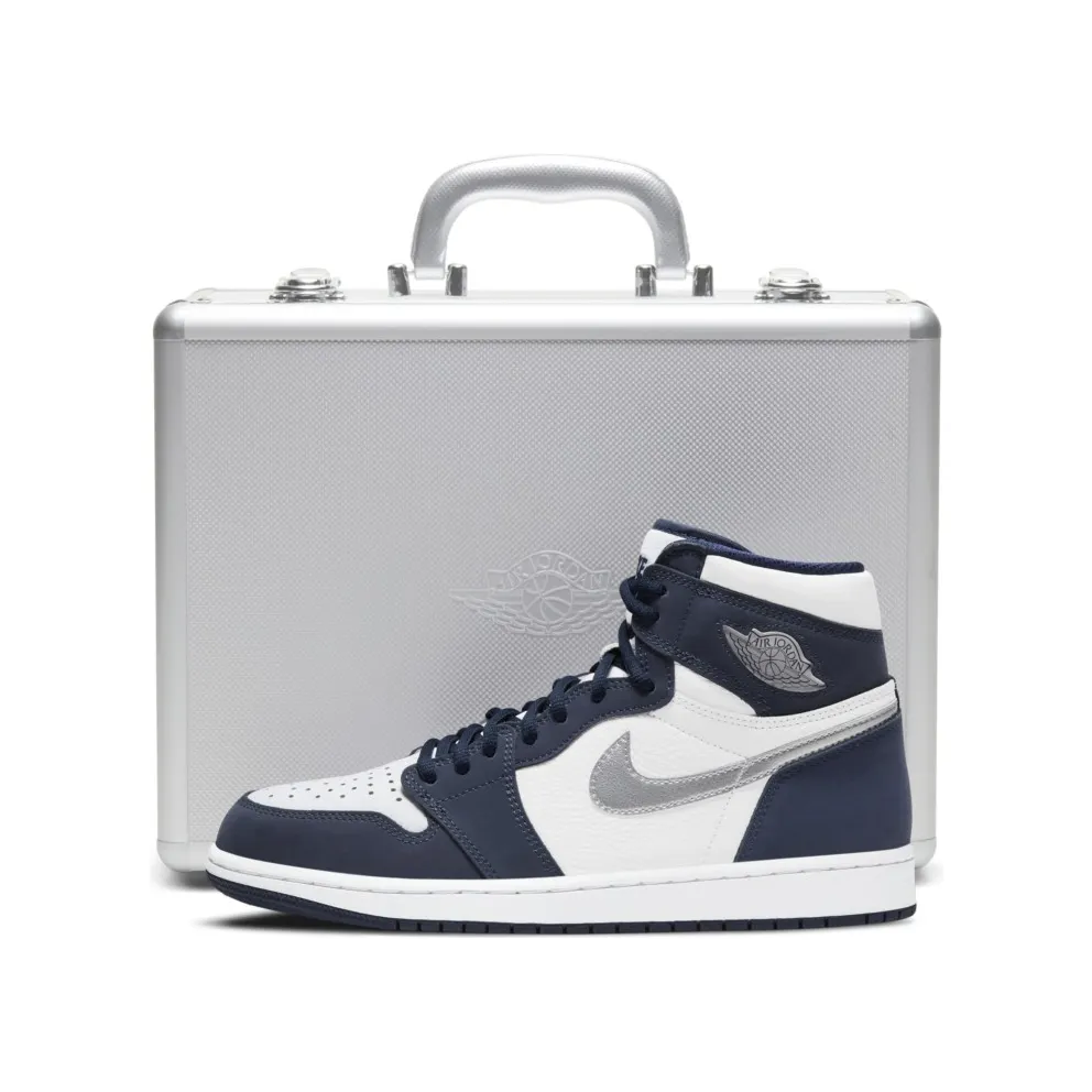 Jordan 1 Retro High COJP Midnight Navy (Suitcase) White/Metallic Silver-Midnight Navy (DB5877-100)