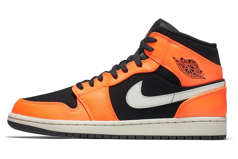 Air Jordan 1 Mid Orange “Black / Light Bone / Cone” (554724-062)