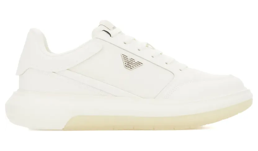 Emporio Armani Sneakers met logoplakkaat en plateauzool – Wit (EM003666AF19532)