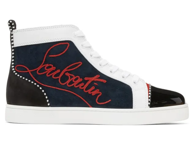 Christian Louboutin Navy Louis Flat Pat High-Top Sneakers (1200894)
