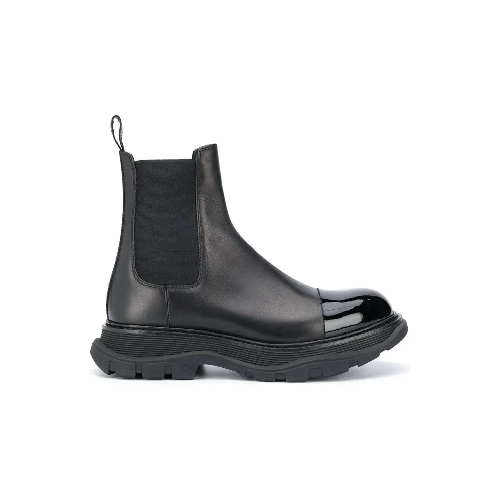 Alexander McQueen Shiny Toecap Chelsea Boot Black (610814WHZ821000)
