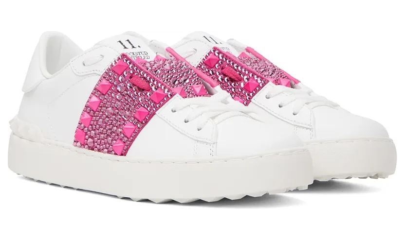 Valentino Garavani White & Pink Rockstud Untitled Ux4 Bianco/Pink Pp-R (1W0S0A01LHY) (4)