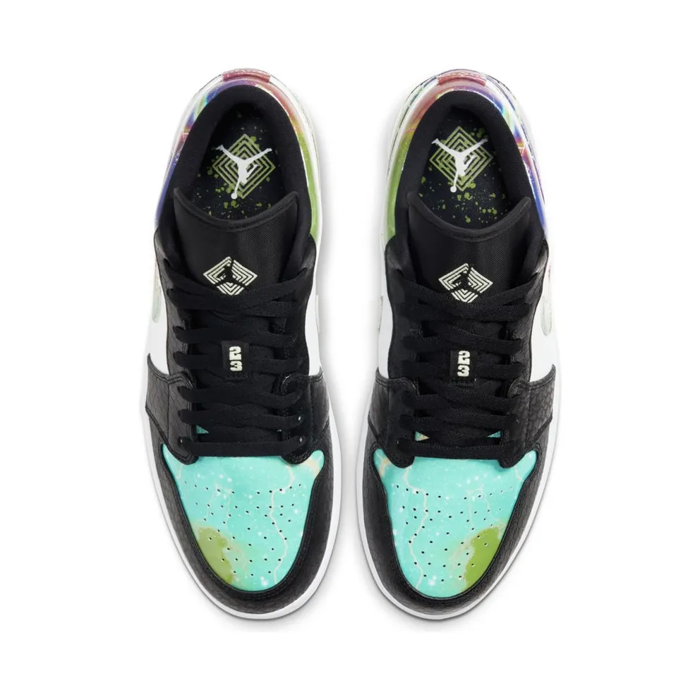 Jordan 1 Low Galaxy Black/Multi Color White (CW7309-090)