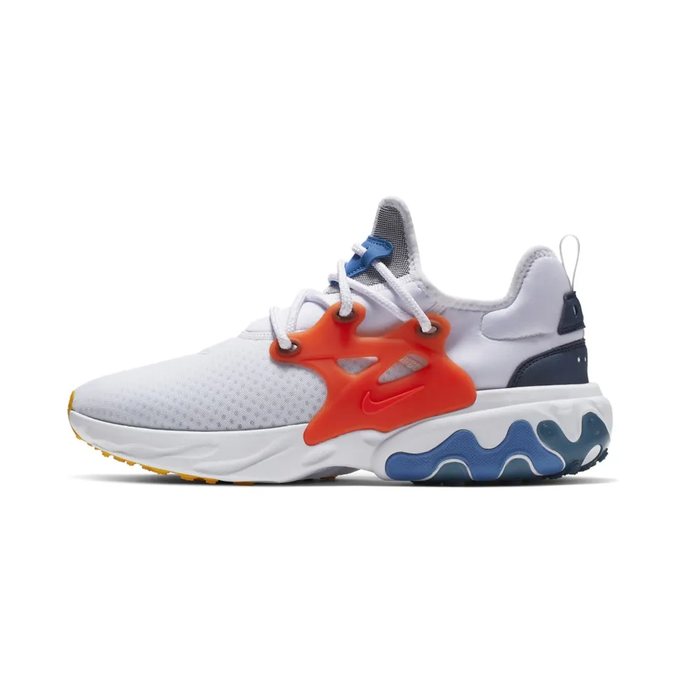 Nike React Presto White Habanero Red Obsidian White/Habanero Red-Obsidian-Pacific Blue-University Gold (AV2605-100)