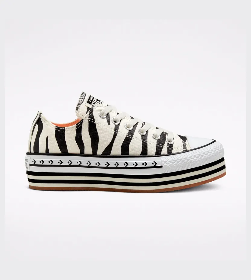 Converse Chuck Taylor All Star Platform Low ‘Sunblocked – Zebra’ Egret/Black/Gum (567865C)