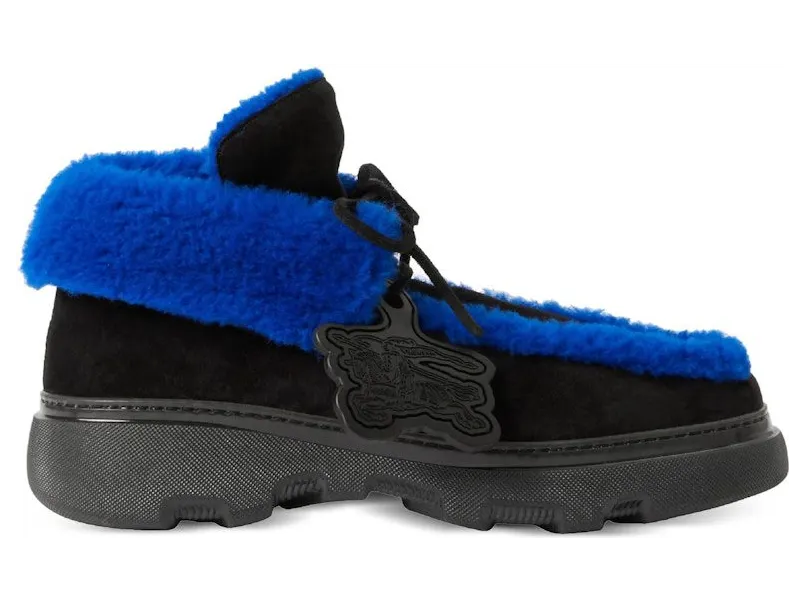 Burberry Shearling Embellished Suede Creeper Boot Black Blue (8077218)