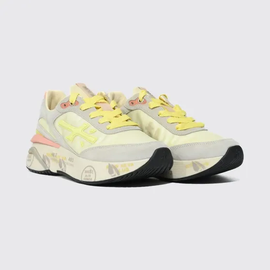 Premiata Moerund Laminated Leather and Mesh Sneakers Yellow (MOERUND8081)