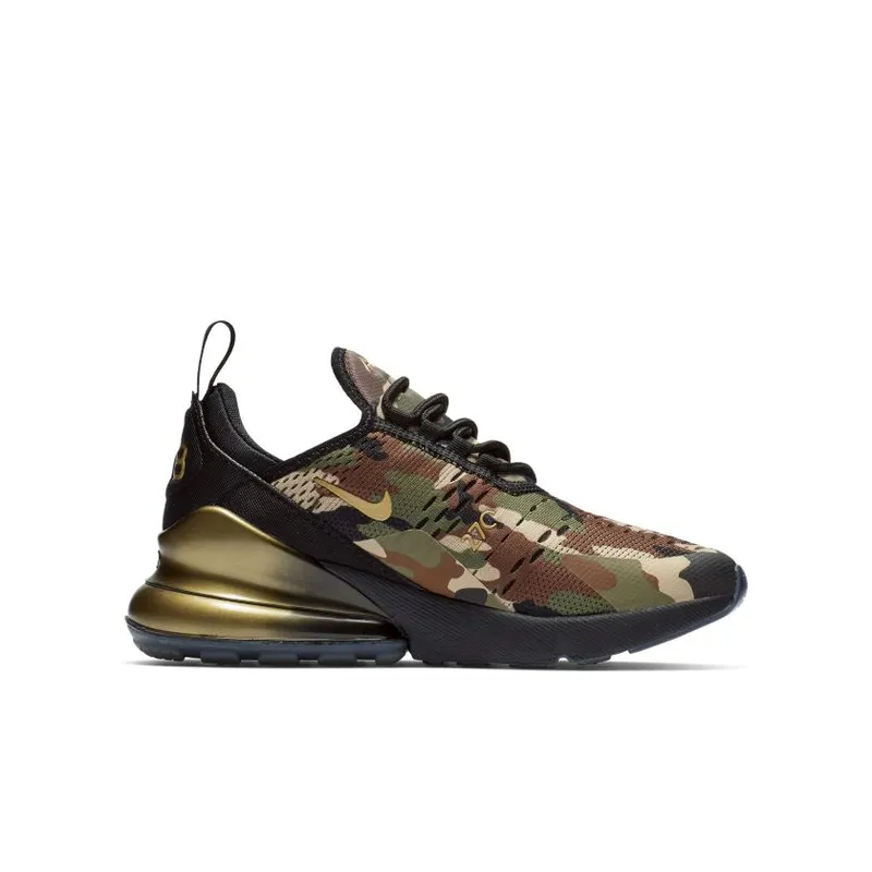 Nike Air Max 270 Doernbecher 2018 (GS) Black/Metallic Gold-Medium Olive-Fauna Brown-Desert (BV7249-001)