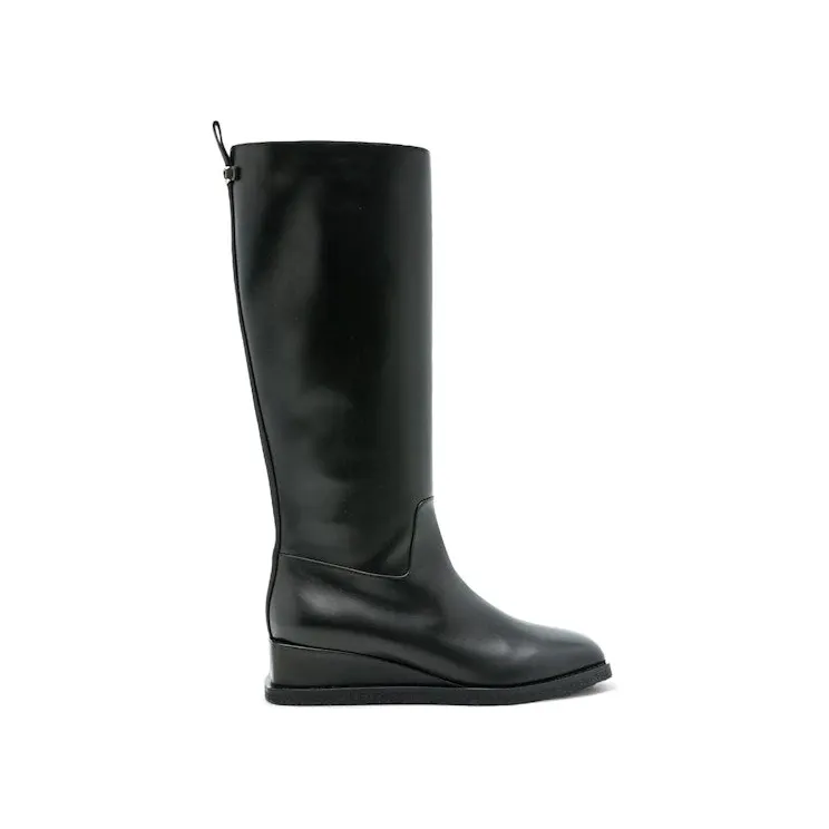 Ferragamo Wayde Leather Wedge Boots Black (01B527745350)