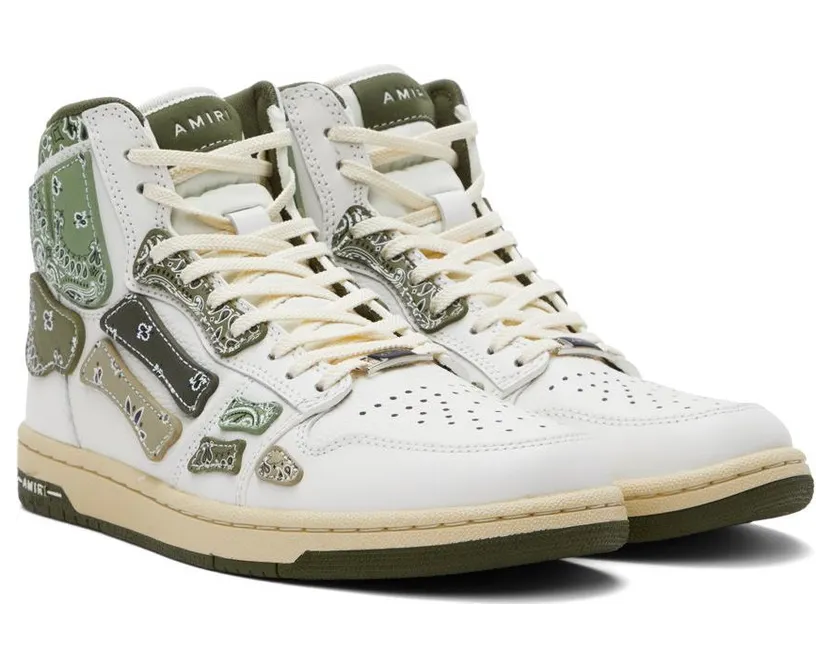 AMIRI White & Green Bandana Skel Hi Sneakers (PF22MFS032-790) (4)
