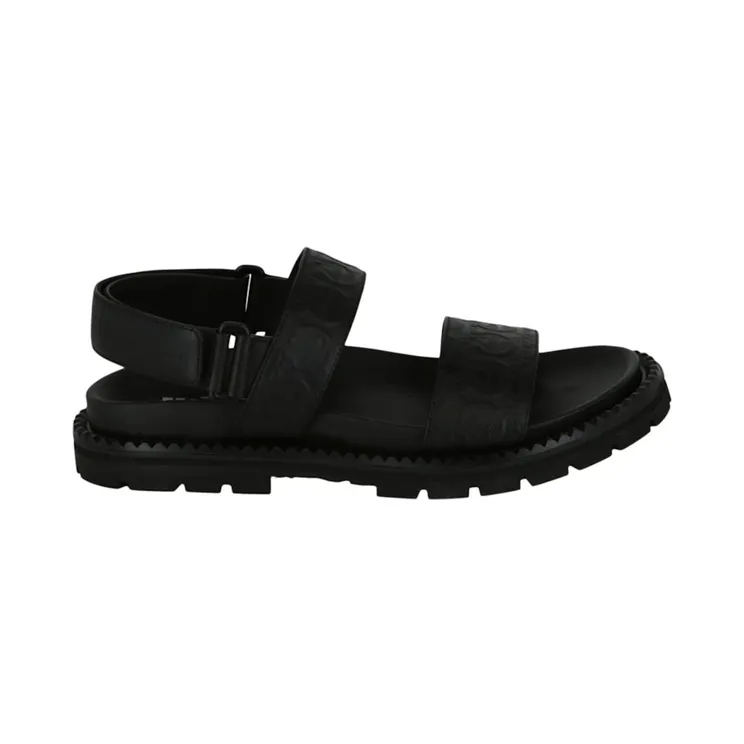 Ferragamo Notorius Leather Gancini Strap Sandals Black (020469-747313-M)