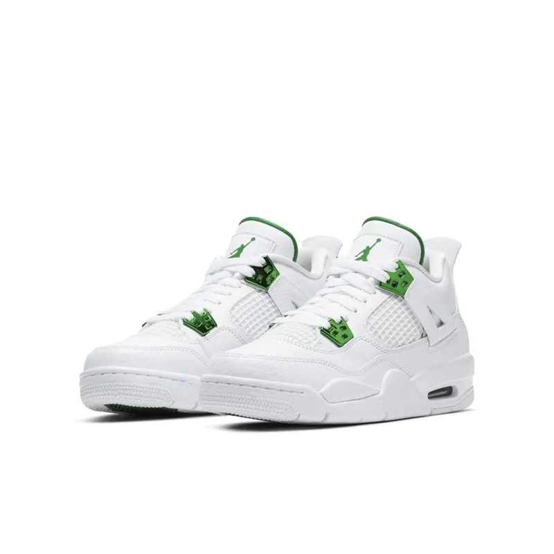 Jordan 4 Retro Metallic Green (GS) White/Metallic Silver-Pine Green (408452-113)