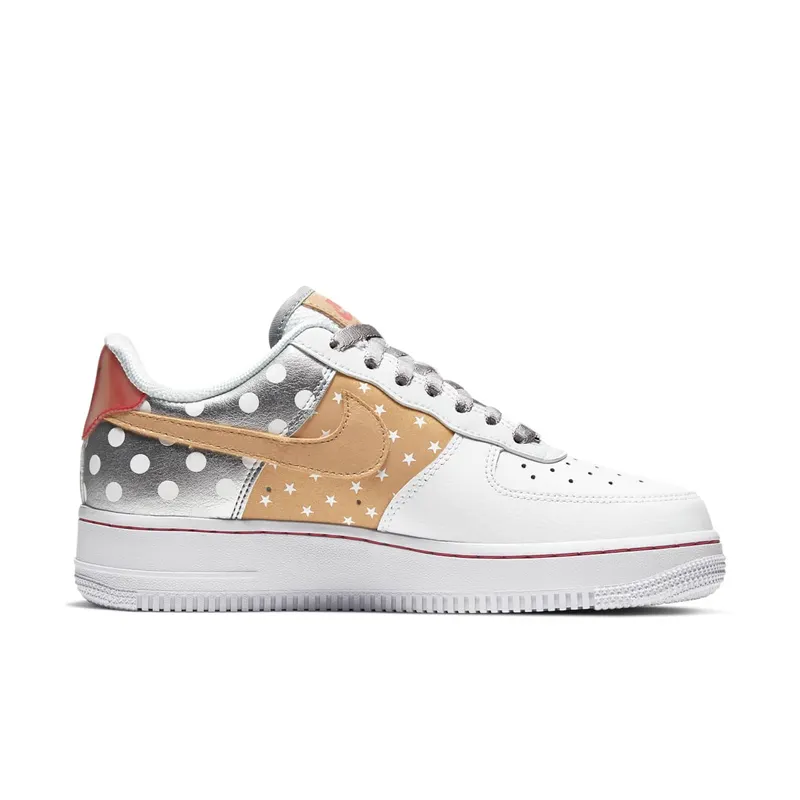 Nike Air Force 1 Stars – “White / Metallic Gold / University Red / Metallic Silver” (CT3437-100)