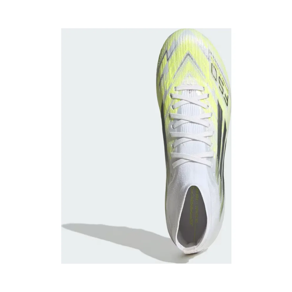 adidas F50 Sparkfusion Pro Mid Cut Firm Ground / Artificial Ground Football Boots Womens “Cloud White / Iron Metallic / Hi-Res Yellow” (JR8954)