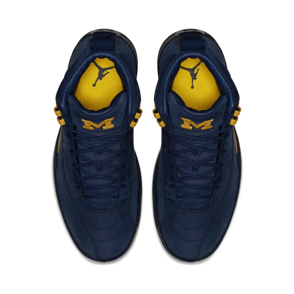Jordan 12 Retro Michigan College Navy/Amarillo (BQ3180-407)