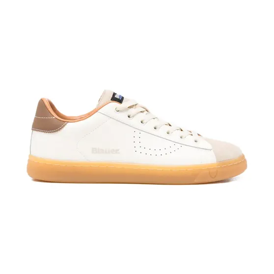 Blauer Sneakers van leer-mix met logodetail model ‘Lowell’ (S6LOWELL01LES)