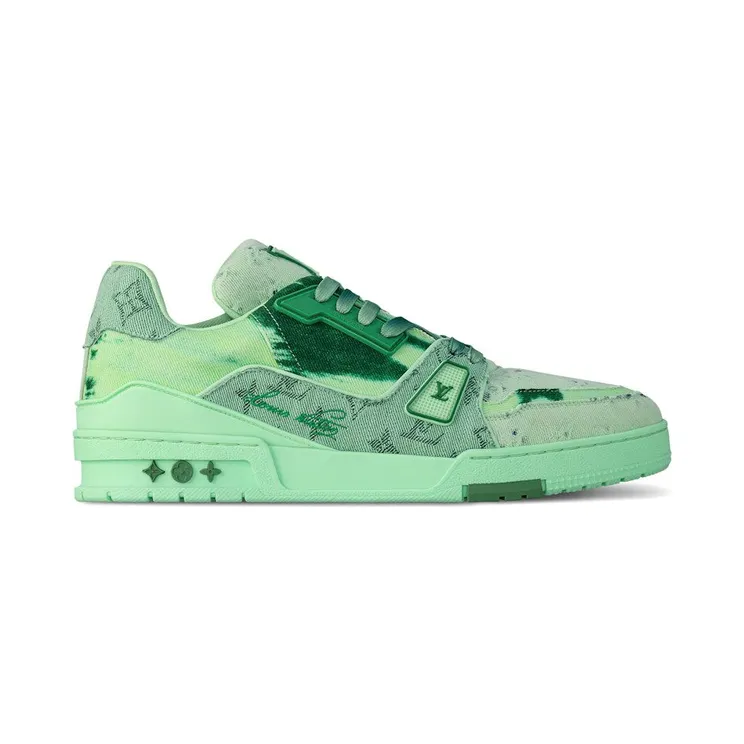 Louis Vuitton LV Trainer Green Bleached Monogram Denim (1ACVNO)