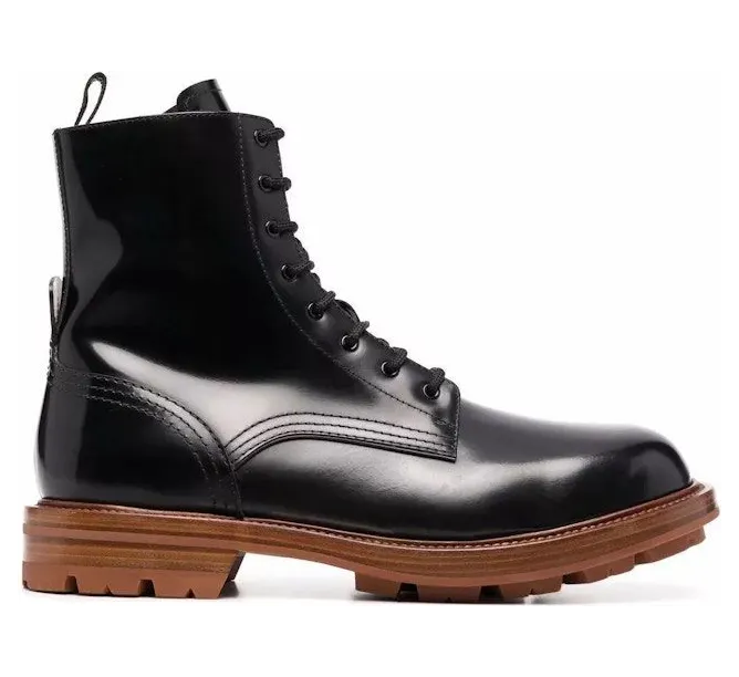 Alexander McQueen Leather Boots Black Brown (683569WHZ8J1452)