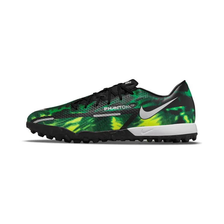 Nike Phantom GT2 Academy TF Turf Shockwave “Black / Green Strike / Metallic Platinum” (DM0725-003)