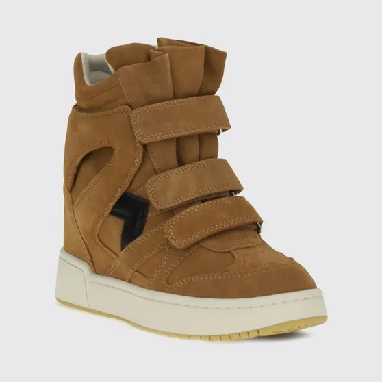 Isabel Marant Suede Leather High-Top Sneakers with Internal Wedge Brown (BK0010FAD1E03SCOBK)