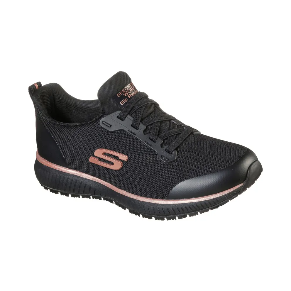 Skechers Work Slip-Resistant: Squad Sneaker Black/Roos Gold