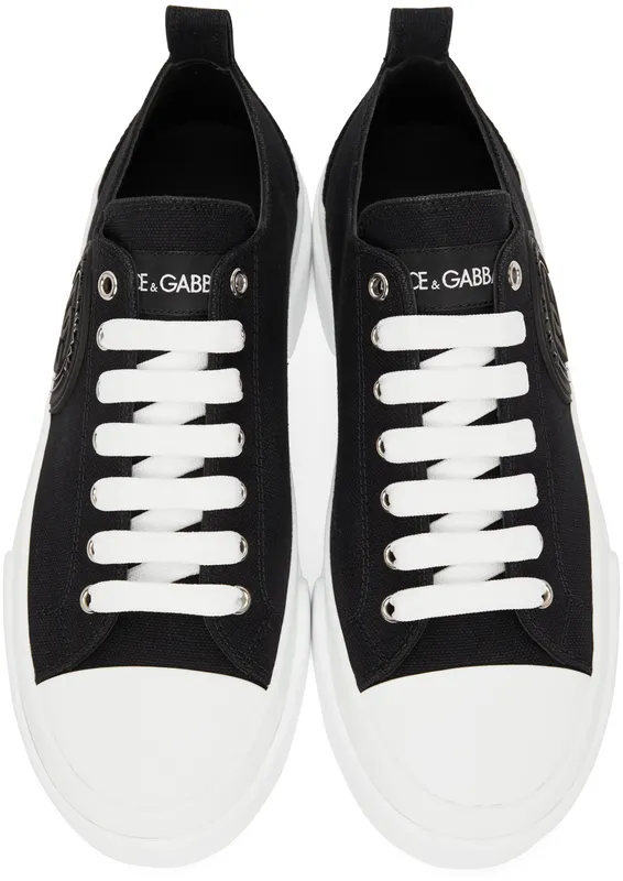 Dolce & Gabbana Black & White Portofino Light Sneakers (CS1888 AO867)