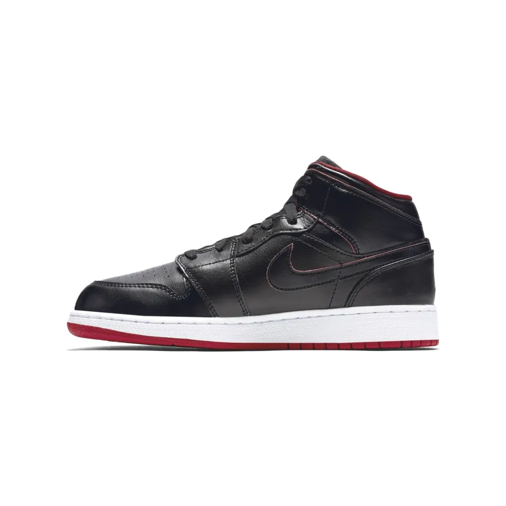 Jordan 1 Mid Lance Mountain Bred (GS) Black/White-Gym Red-Black (554725-028)