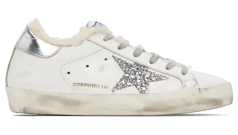Golden Goose SSENSE Exclusive White & Silver Super-Star Shearling Sneakers (GWF00101.F003012.10224) (2)