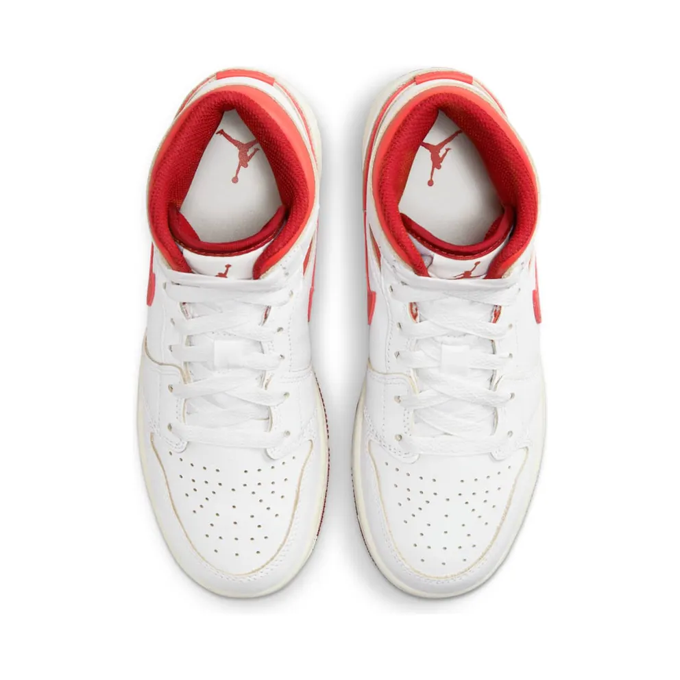 AIR Jordan 1 MID SE GS “WHITE DUNE RED” (FJ3464-160)