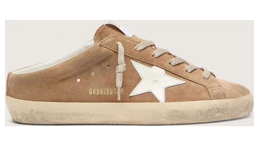 Golden Goose Super-Star Sabots In Tobacco Suede With White Leather Star (GWF00110.F008492.55781)