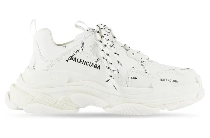 Balenciaga All Over Logo Triple S White Black (536737W2FA19010)