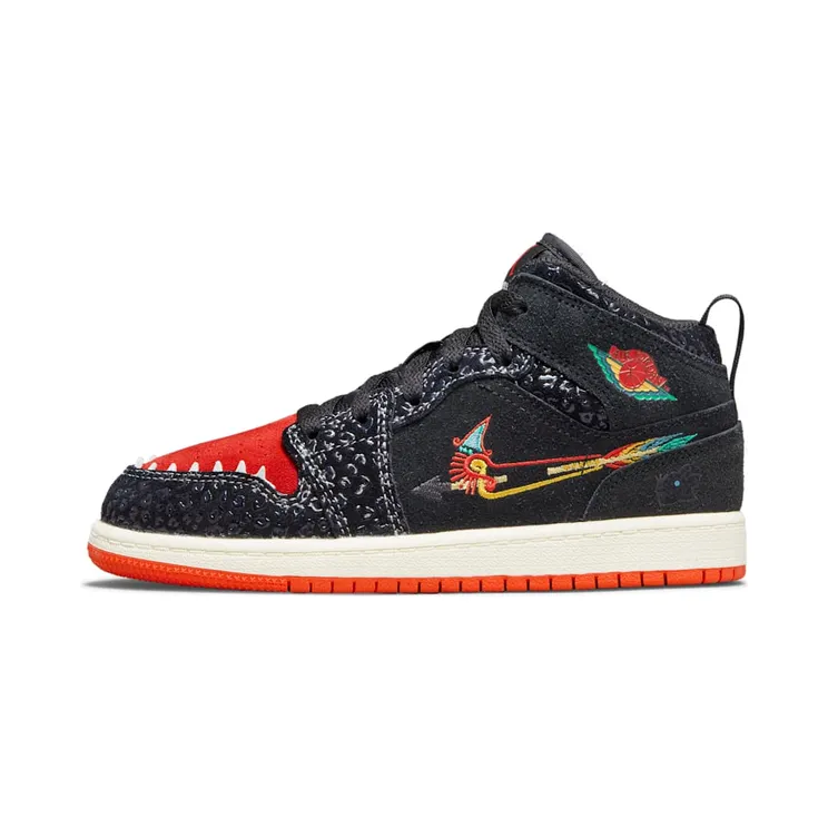 Air Jordan 1 Mid Siempre Familia (PS) “Black / Sail / Roma Green / Chile Red” (DN5122-001)