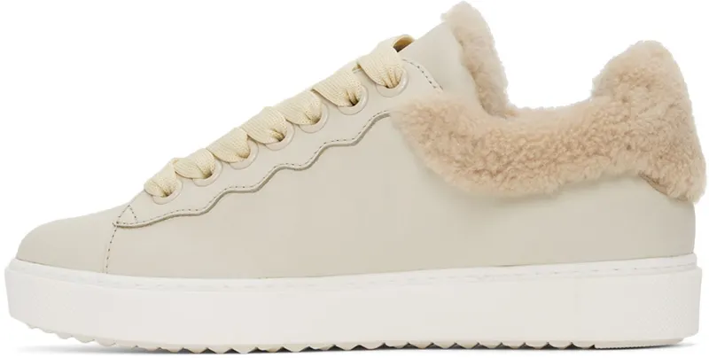 See by Chloé Off-White Leather & Shearling Essie Sneakers (SB35191A 15380)