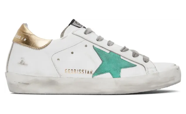 Golden Goose White and Green Superstar Sneakers (GWF00101.F000212.1024)