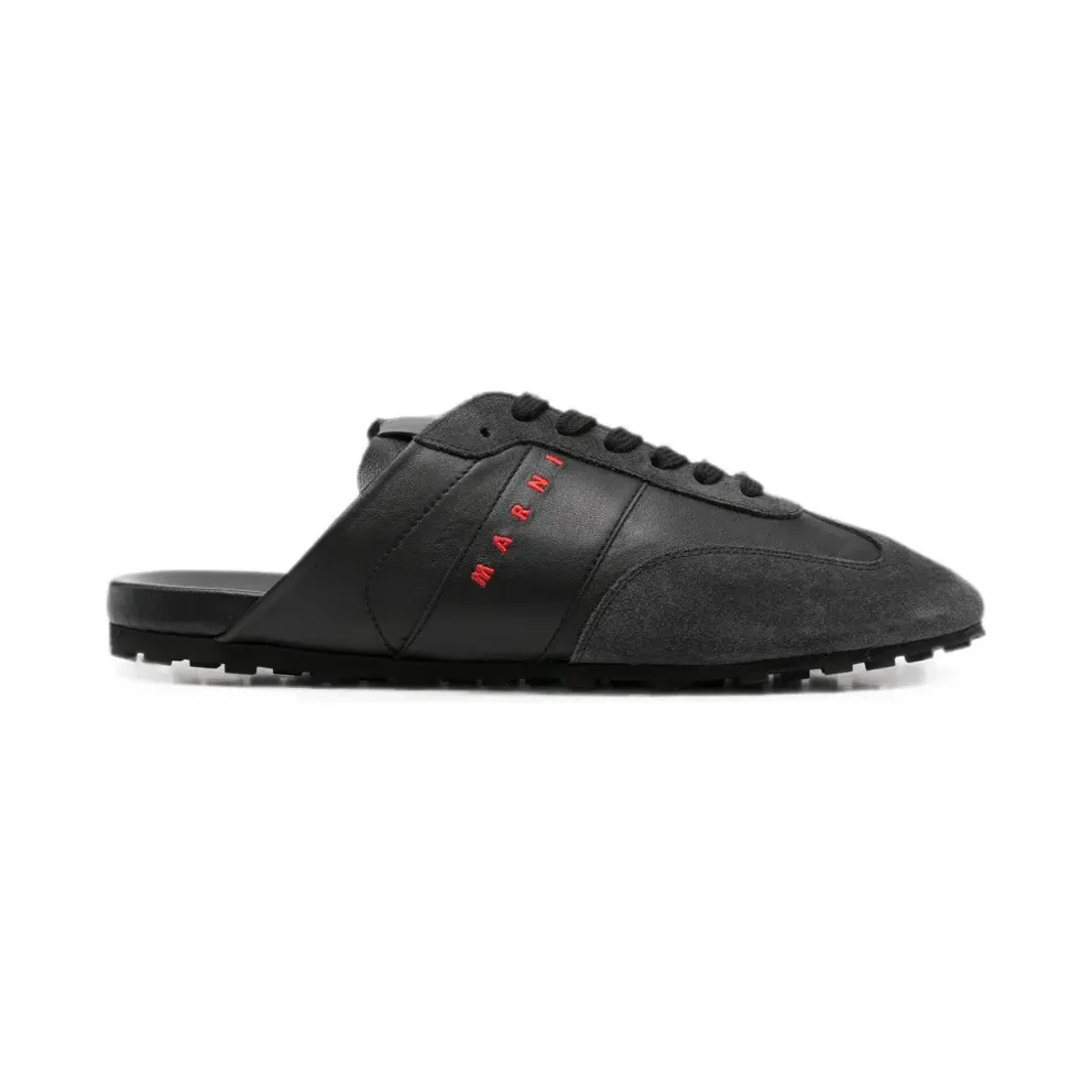 Marni Softy Socce leren with logoprint – Black (SNZU019500P9097)