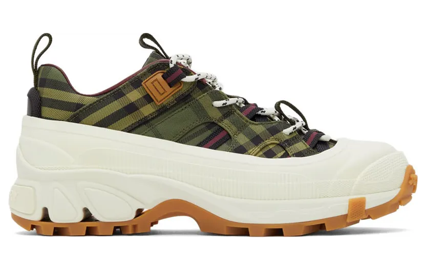 Burberry Green & Burgundy Check Arthur Sneakers (8043099)